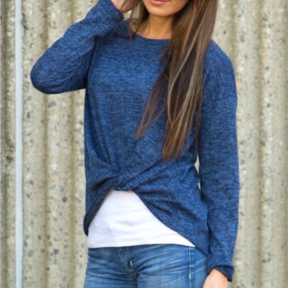 NEW• Rags & Couture Midnight Blue Modern Twist Sweater•XL-2X